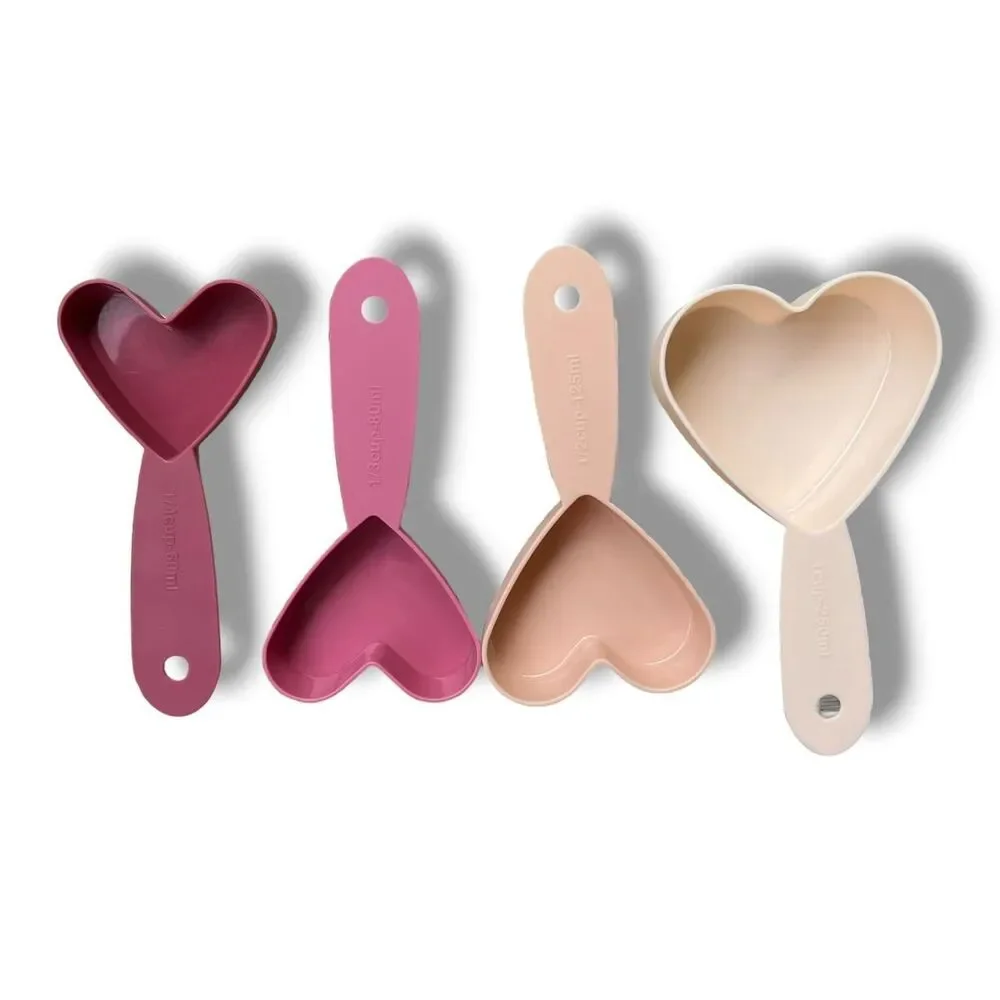 Pink heart-shaped measuring cups